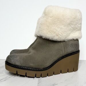 Vintage Foundry Co Poppy Fur Cuff Green Bootie 8